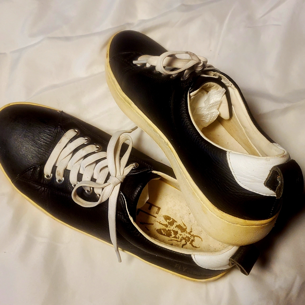 Fly London Black Leather Sneakers with White Details